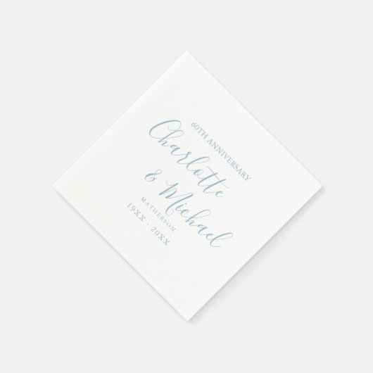 60th Diamondの結婚アニバーサリーエレガントスクリプト スタンダードカクテルナプキン (角)