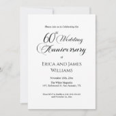 60th Diamondの結婚アニバーサリーエレガントスクリプト 招待状 (正面)