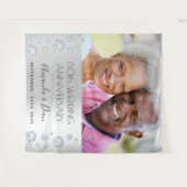 60th diamondの結婚記念写真シルバー タペストリー (正面(横))