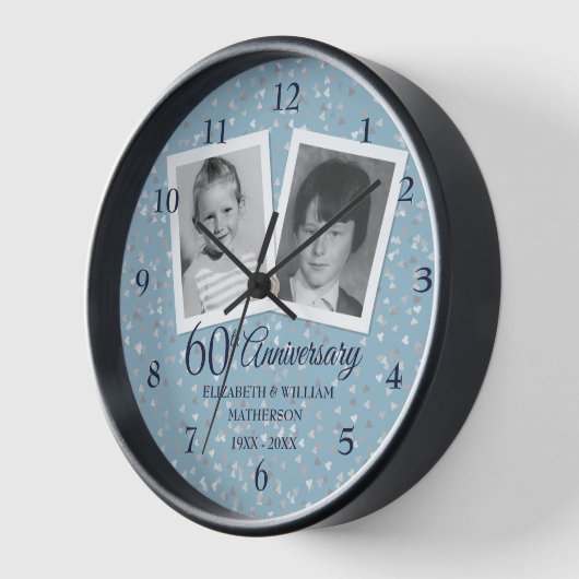 60th Diamondの結婚記念日2写真 壁時計 (傾斜)