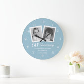 60th Diamond 結婚's Anniversary Child写真 ラージ壁時計 (ホーム)