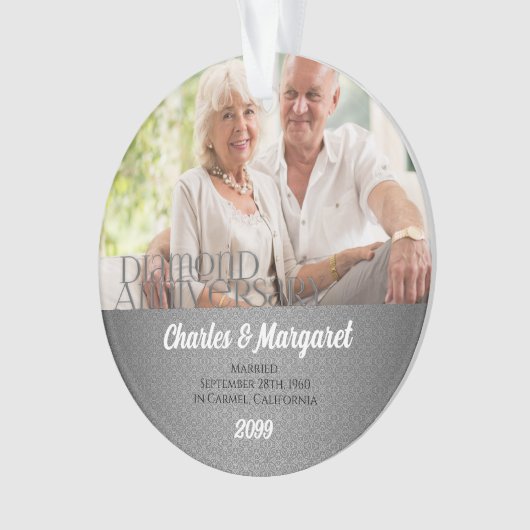 60th Diamond Anniversary Silver Damask写真 オーナメント (正面)