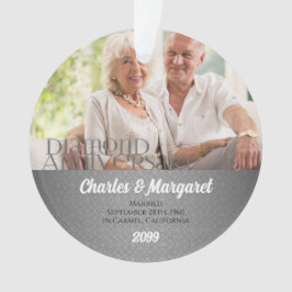 60th Diamond Anniversary Silver Damask写真 オーナメント