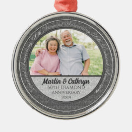 60th Diamond Anniversary Silver Damask写真 メタルオーナメント