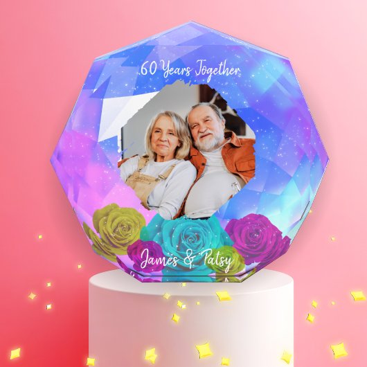 60th Diamond Wedding Anniversary Floral Keepsake フォトブロック