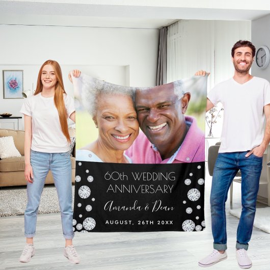 60th diamond's anniversary結婚 photosカスタム. フリースブランケット