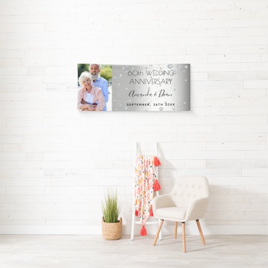 60th diamond's anniversary結婚 photosカスタム. 横断幕 (インサイチュ)