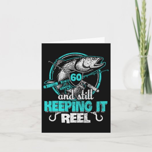 60th Fishing Funny Birthday Shirt Fisherman Keepin カード (正面)