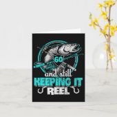 60th Fishing Funny Birthday Shirt Fisherman Keepin カード (黄色い花)