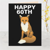 60TH FOX FOXY HAPPY BIRTHDAY greeting card カード (黄色い花)