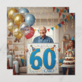 60th funny Grandpa with Giant birthday cards (正面/裏面)