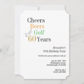 60th Golf Birthday Cheers and Beers Minimal 招待状 (正面)