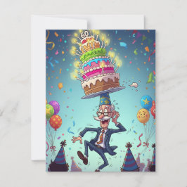 60th Grandpaのバおもしろいランシングお誕生日ケーキカード