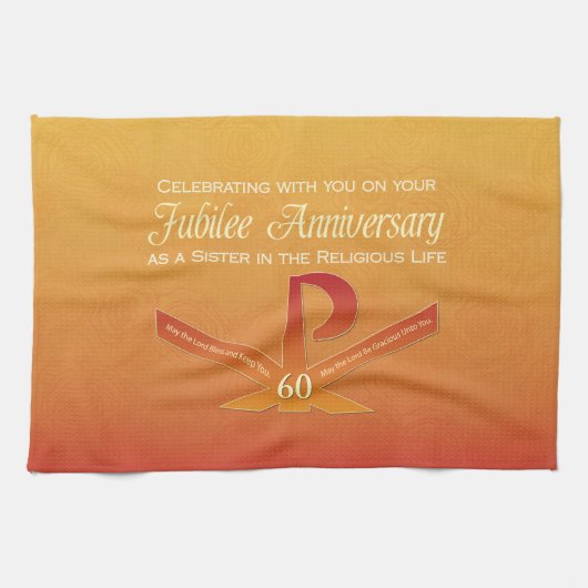 60th Jubileeアニバーサリーヌンパックスクロスオレンジ キッチンタオル (横)