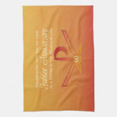 60th Jubileeアニバーサリーヌンパックスクロスオレンジ キッチンタオル (縦)