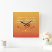 60th Jubileeアニバーサリーヌンパックスクロスオレンジ スクエア壁時計 (ホーム)