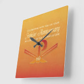 60th Jubileeアニバーサリーヌンパックスクロスオレンジ スクエア壁時計 (傾斜)