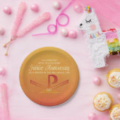 60th Jubileeアニバーサリーヌンパックスクロスオレンジ ペーパープレート (パーティー)