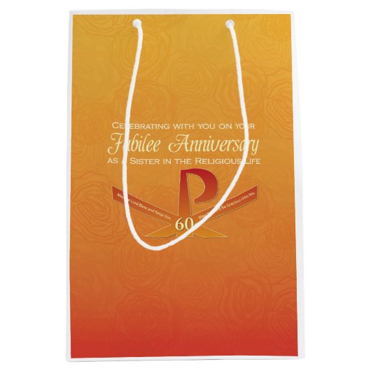 60th Jubileeアニバーサリーヌンパックスクロスオレンジ ミディアムペーパーバッグ (正面)