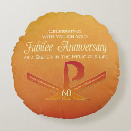 60th Jubileeアニバーサリーヌンパックスクロスオレンジ ラウンドクッション