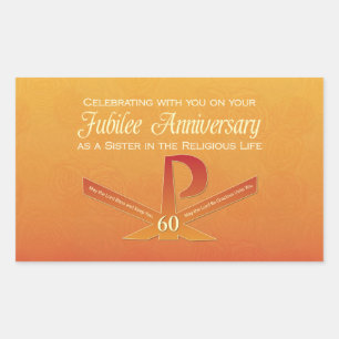 60th Jubileeアニバーサリーヌンパックスクロスオレンジ 長方形シール