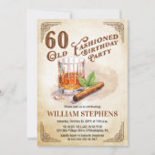 60th Old Fashioned Whiskey Cigar Birthday Party 招待状 (正面)