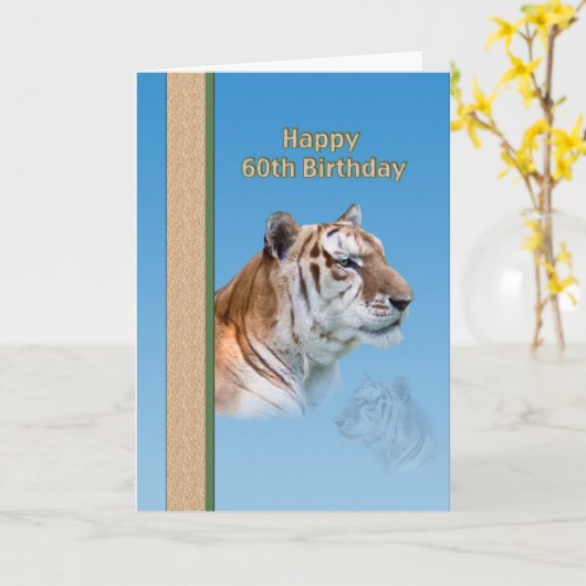60th Tiger誕生日カード カード (黄色い花)