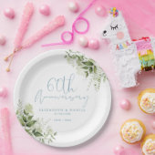 60th Wedding Anniversary Greenery Floral ペーパープレート (パーティー)