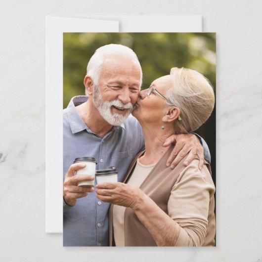 60th Wedding Anniversary Greenery Floral Photo 招待状 (裏面)