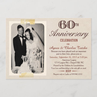 60th Wedding Anniversary Invitation - Custom Photo 招待状