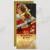 60thInvitationチケットスタイル、誕生日女性あらゆる年齢 招待状 (正面/裏面)
