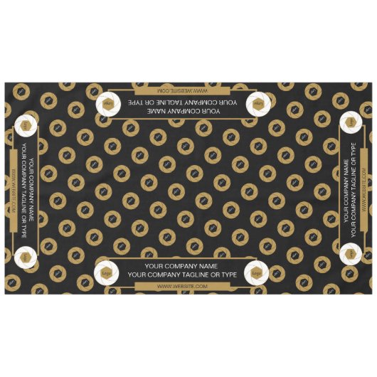 60X104 Trade Show Tablelothロゴ金ゴールドホワイトブラック テーブルクロス (正面(横))