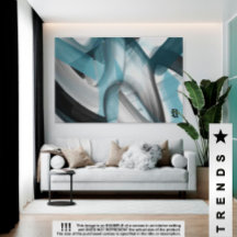 60x40インチトレンド抽象芸術アートキャンバス白黒ブルー