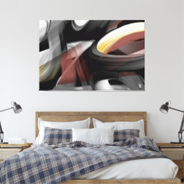 60x40" トレンド抽象芸術 ブラック ホワイト パウダリー キャンバスプリント