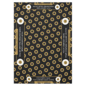 60X84トレードショーテーブルクロスのロゴ金ゴールドホワイトブラック テーブルクロス (正面)