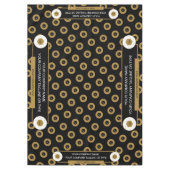 60X84トレードショーテーブルクロスのロゴ金ゴールドホワイトブラック テーブルクロス (正面)