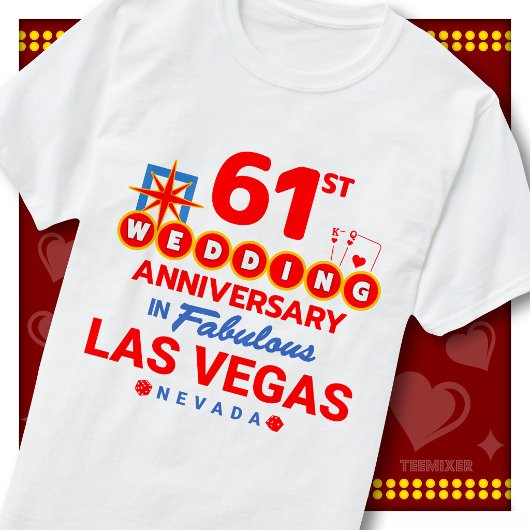 61回目の結婚記念日にぴったりな華やかなラスベガスカップル Tシャツ