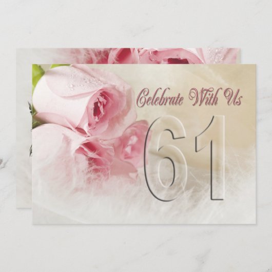 61年の記念日パーティの招待状 招待状 (正面/裏面)