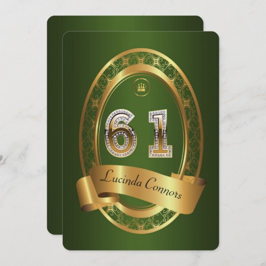 61日，誕生日パーティーウーマン，カラーエレガントー 招待状 (正面/裏面)