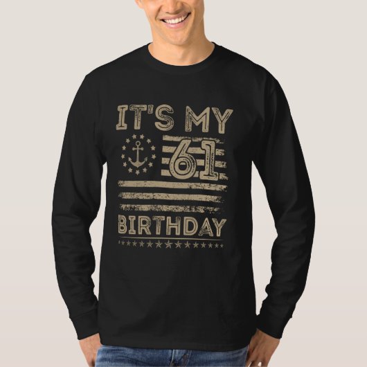 61歳の誕生日おめでとう セーラー アメリカ 海事 舵輪 Tシャツ (正面)