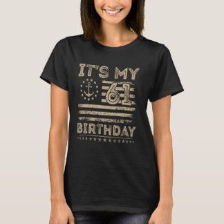 61歳の誕生日おめでとう セーラー アメリカ 海事 舵輪 Tシャツ