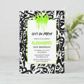 61歳の誕生日の招待ヒップホップグラフィティクラウン 招待状 (スタンド正面)