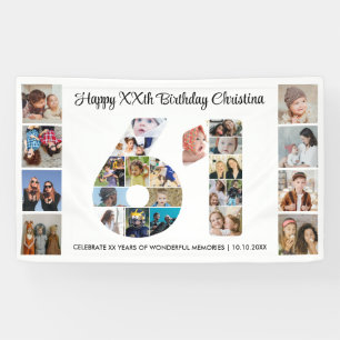 61歳の誕生日パーティー ナンバー61フォトコラージュ 横断幕