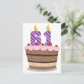 61歳オンお誕生日ケーキ ポストカード (スタンド正面)