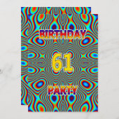 61歳サイケデリックの誕生日パーティーへの招待 招待状 (正面/裏面)