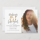 61歳モダンの誕生日の黒と金ゴールドの写真 (正面)