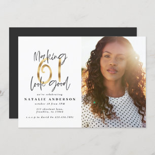 61歳モダンの誕生日の黒と金ゴールドの写真