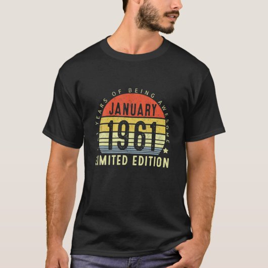 61歳第61回誕生日ギフトヴィンテージ1月19日 Tシャツ (正面)