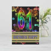 61歳誕生日パーティーへの招待(バブル付き) 招待状 (スタンド正面)