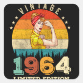 61歳1964年ヴィンテージ61番目の誕生日女性 スクエアシール (正面)